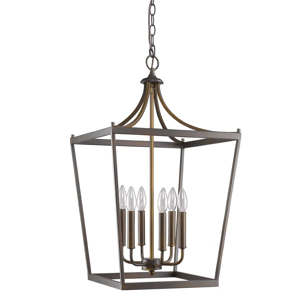 Brown Metal Six Light Dimmable Ceiling Light HomeRoots