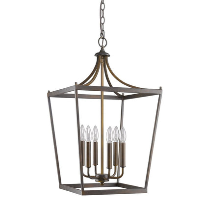 Brown Metal Six Light Dimmable Ceiling Light HomeRoots