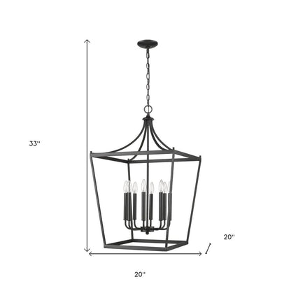 Black Metal Eight Light Dimmable Ceiling Light HomeRoots
