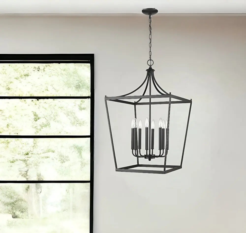 Kennedy 8-Light Matte Black Pendant HomeRoots