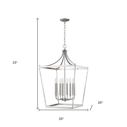 Silver Metal Eight Light Dimmable Ceiling Light HomeRoots
