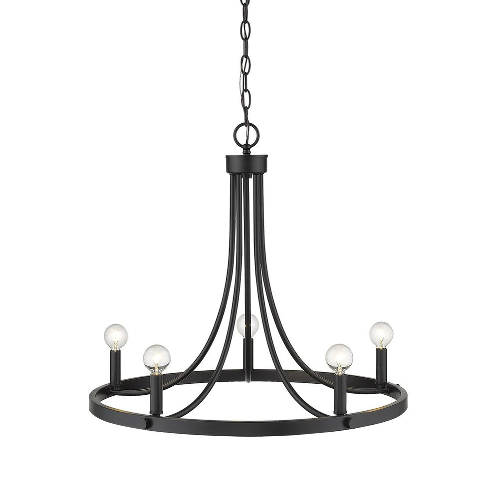 Black Candle Style Five Light Metal Dimmable Chandelier — view 1