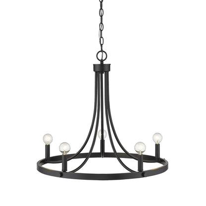 Black Candle Style Five Light Metal Dimmable Chandelier HomeRoots
