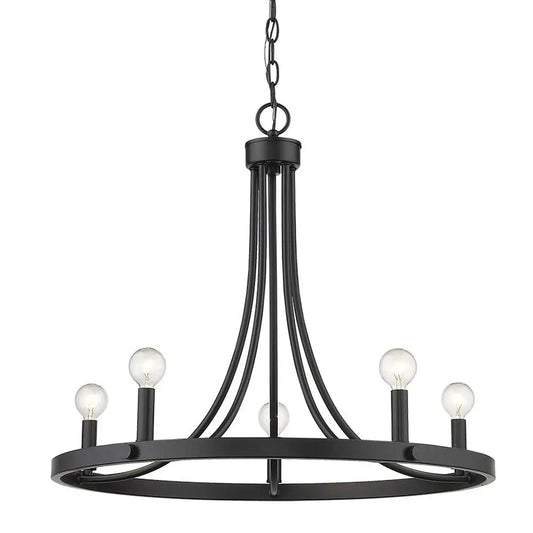 Black Candle Style Five Light Metal Dimmable Chandelier HomeRoots