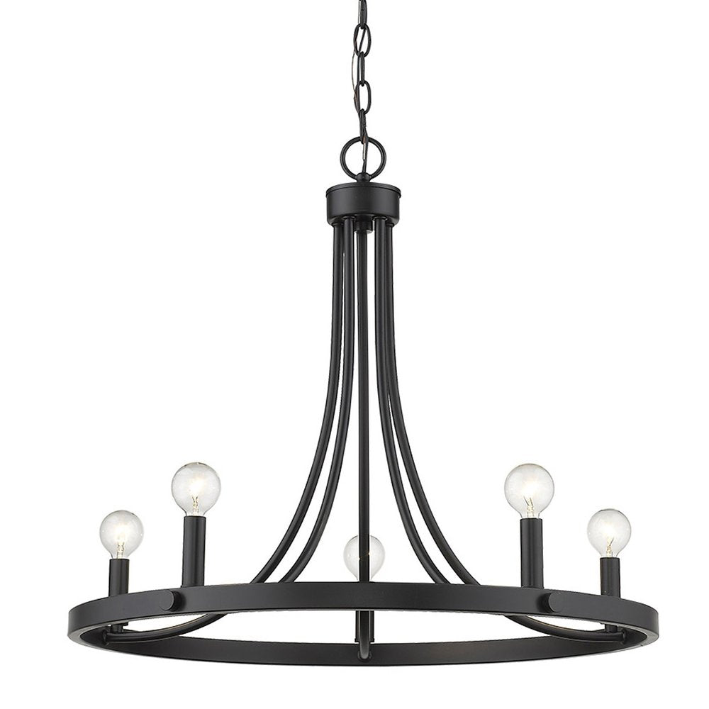 Black Candle Style Five Light Metal Dimmable Chandelier — view 2