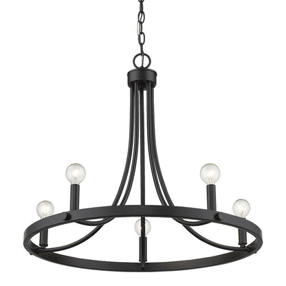Black Candle Style Five Light Metal Dimmable Chandelier HomeRoots