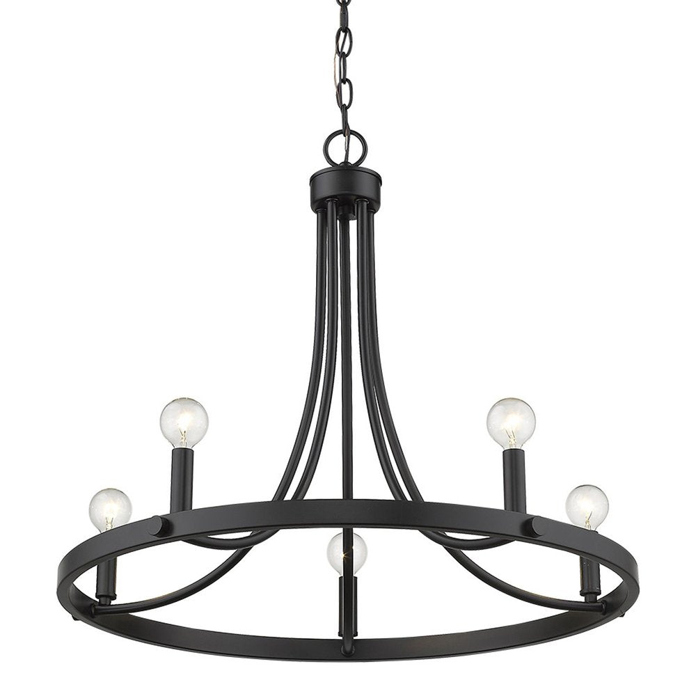 Black Candle Style Five Light Metal Dimmable Chandelier — view 3