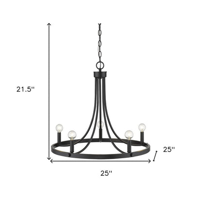 Black Candle Style Five Light Metal Dimmable Chandelier HomeRoots