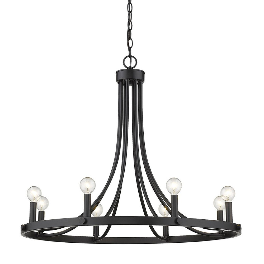 Black Candle Style Eight Light Metal Dimmable Chandelier HomeRoots