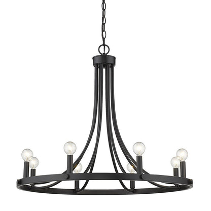 Black Candle Style Eight Light Metal Dimmable Chandelier HomeRoots