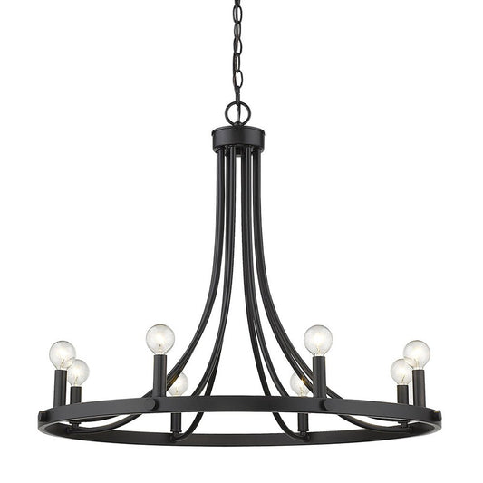 Black Candle Style Eight Light Metal Dimmable Chandelier HomeRoots