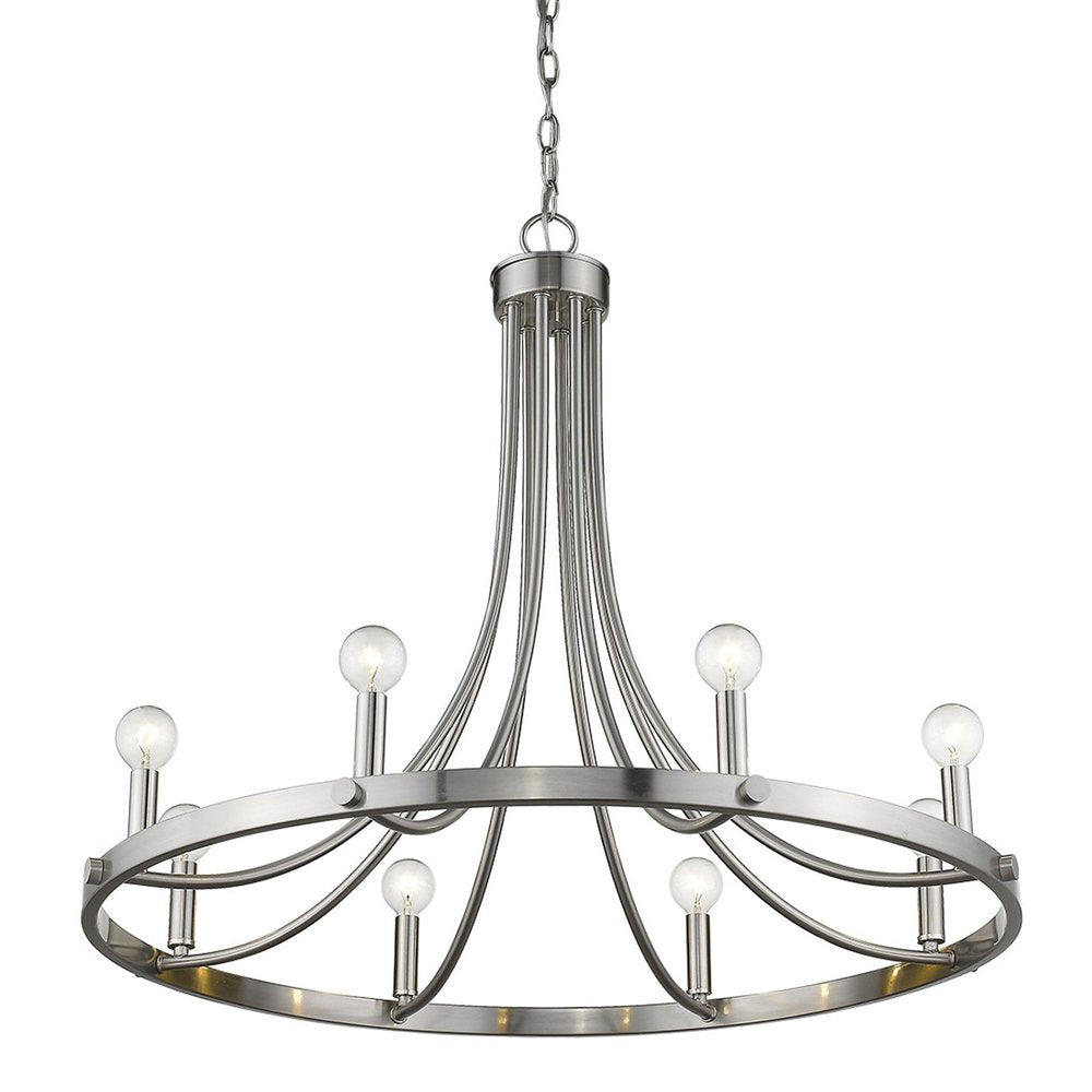 Silver Candle Style Eight Light Metal Dimmable Chandelier — view 1