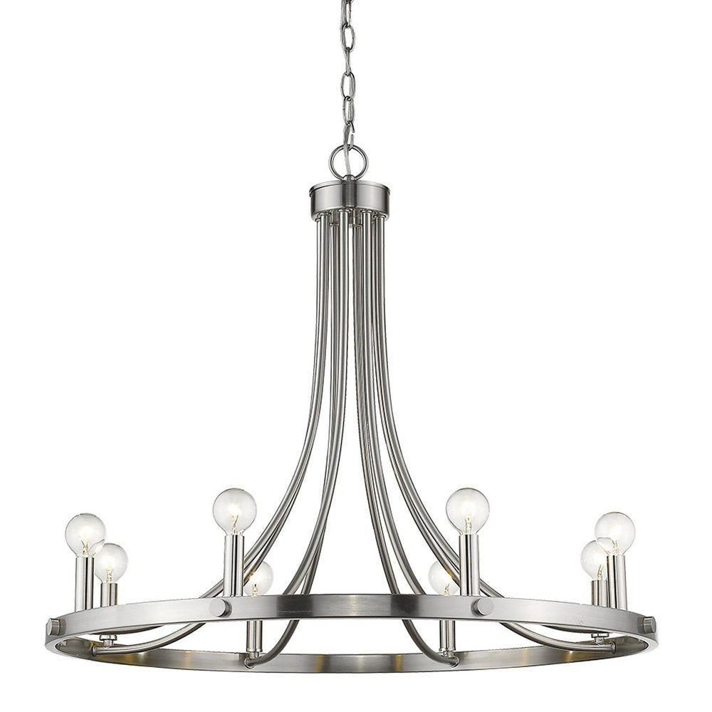 Silver Candle Style Eight Light Metal Dimmable Chandelier — view 2