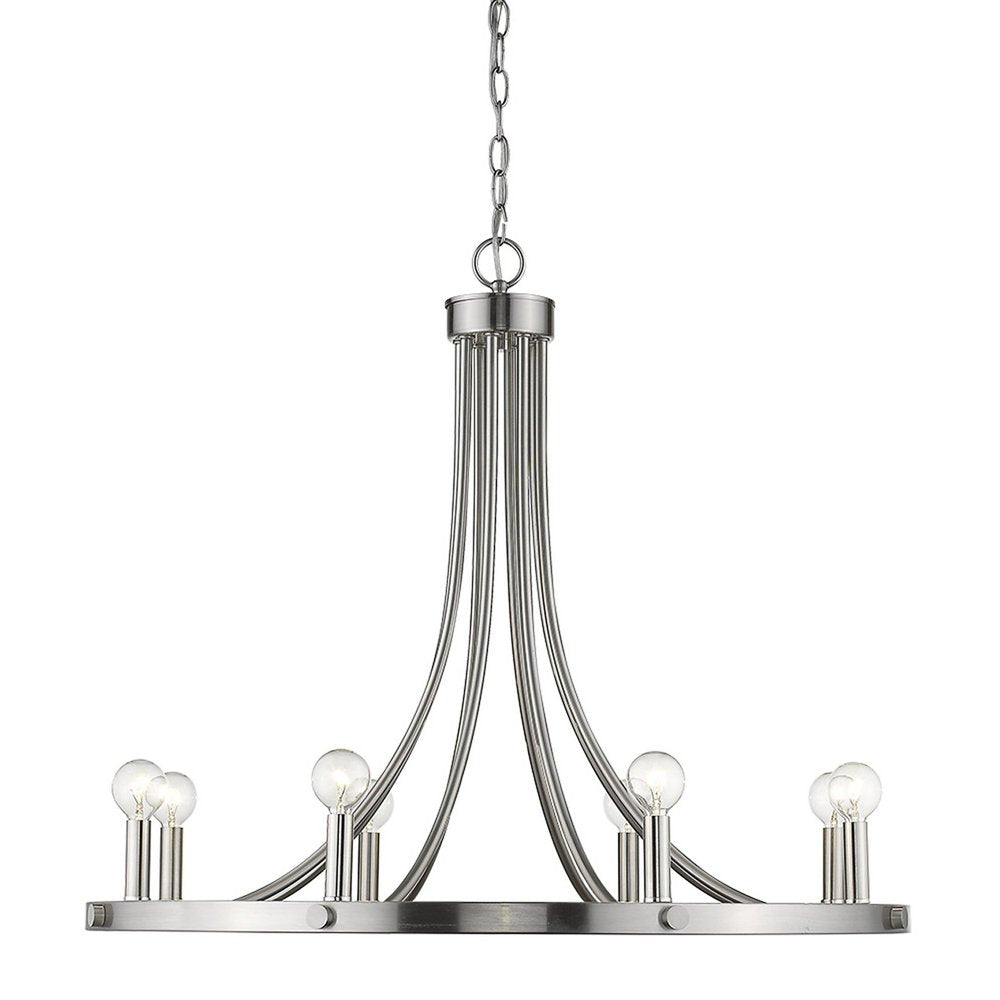 Silver Candle Style Eight Light Metal Dimmable Chandelier — view 3