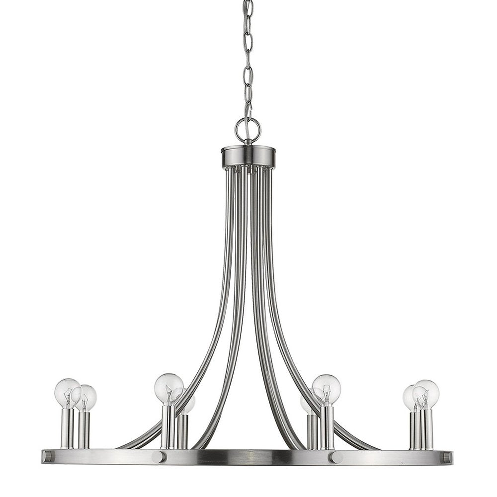 Silver Candle Style Eight Light Metal Dimmable Chandelier — view 4