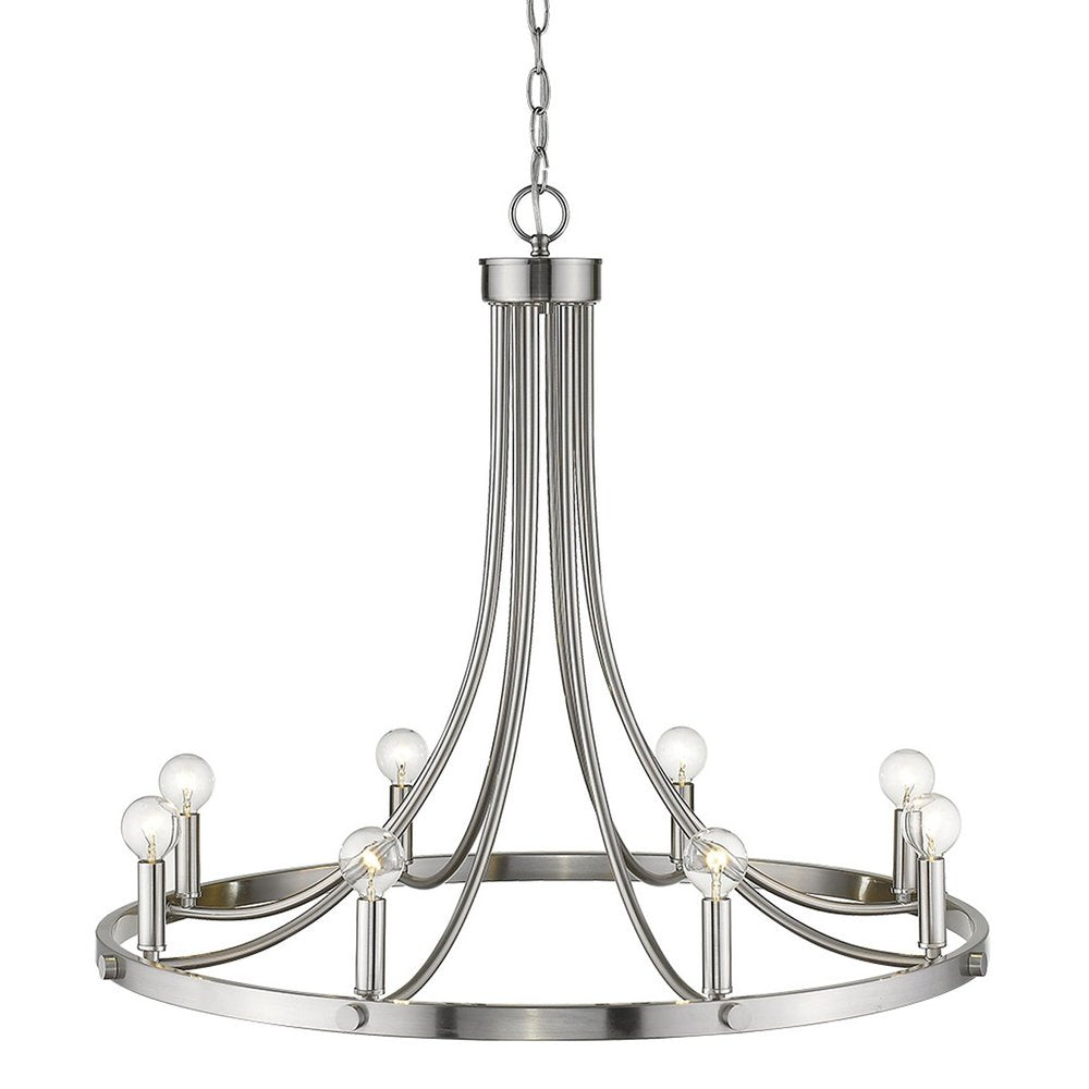 Silver Candle Style Eight Light Metal Dimmable Chandelier — view 5