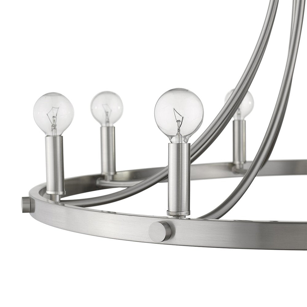 Silver Candle Style Eight Light Metal Dimmable Chandelier HomeRoots