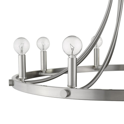 Silver Candle Style Eight Light Metal Dimmable Chandelier HomeRoots