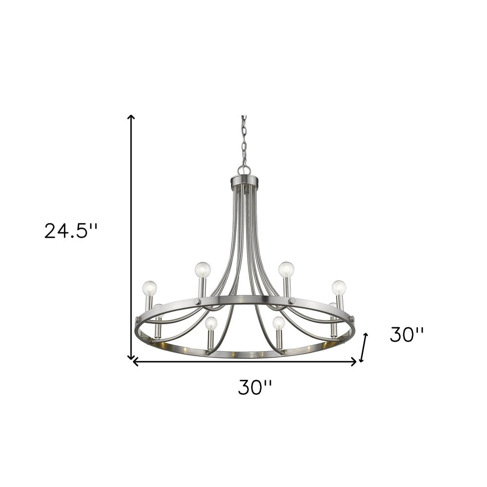 Silver Candle Style Eight Light Metal Dimmable Chandelier — view 8