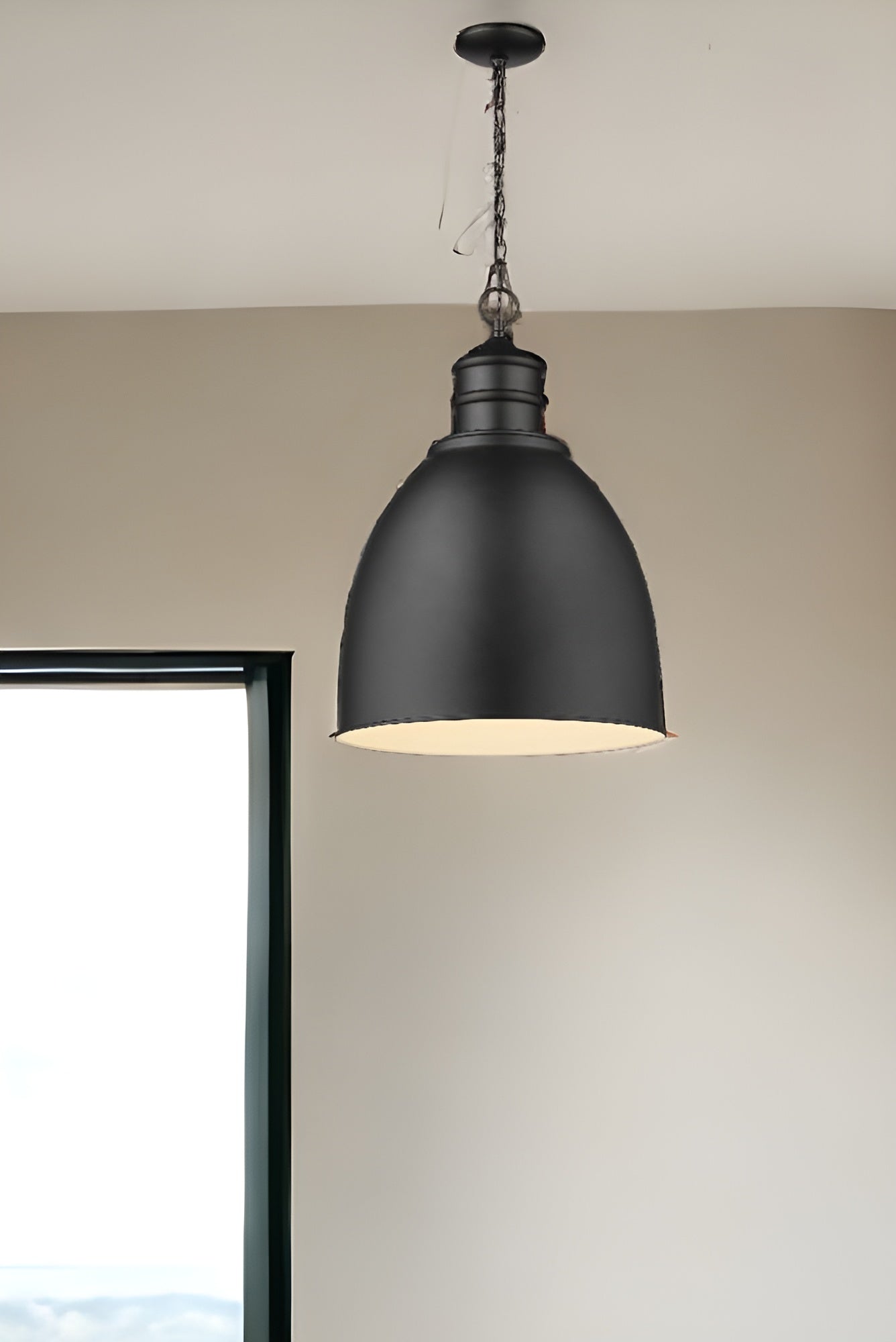 Colby 1-Light Matte Black Pendant With Gloss White Interior Shade