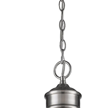 Colby 1-Light Satin Nickel Pendant With Gloss White Interior Shade