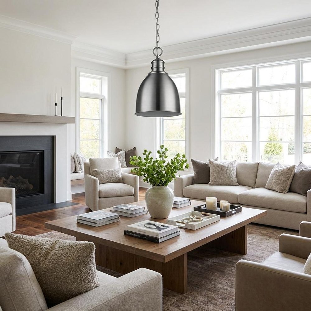 Minimalist Silver Metal Pendant Hanging Light HomeRoots