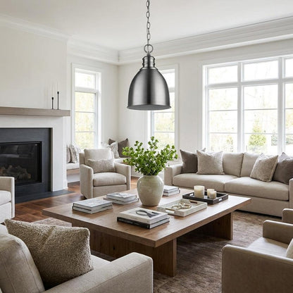 Minimalist Silver Metal Pendant Hanging Light HomeRoots