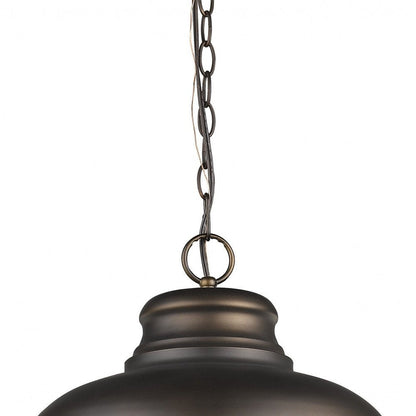 Ansen 1-Light Oil-Rubbed Bronze Pendant With Gloss White Interior Shade HomeRoots
