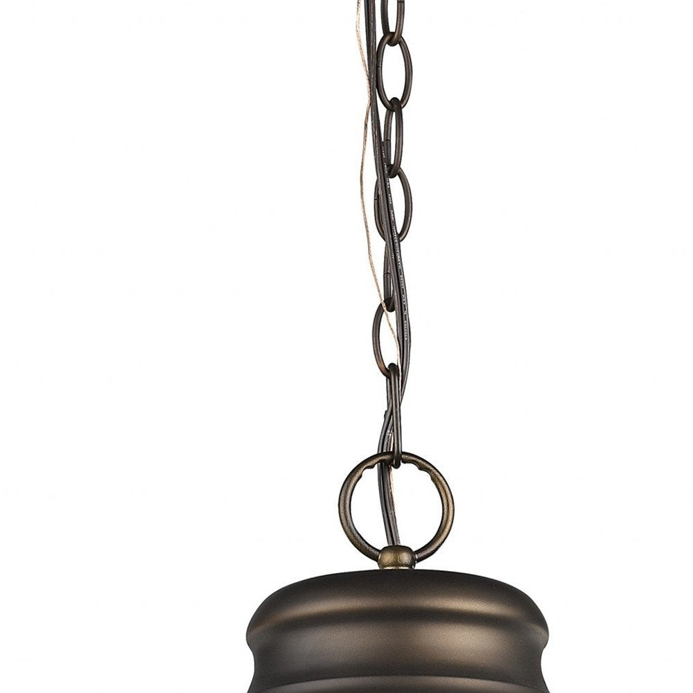Ansen 1-Light Oil-Rubbed Bronze Pendant With Gloss White Interior Shade HomeRoots