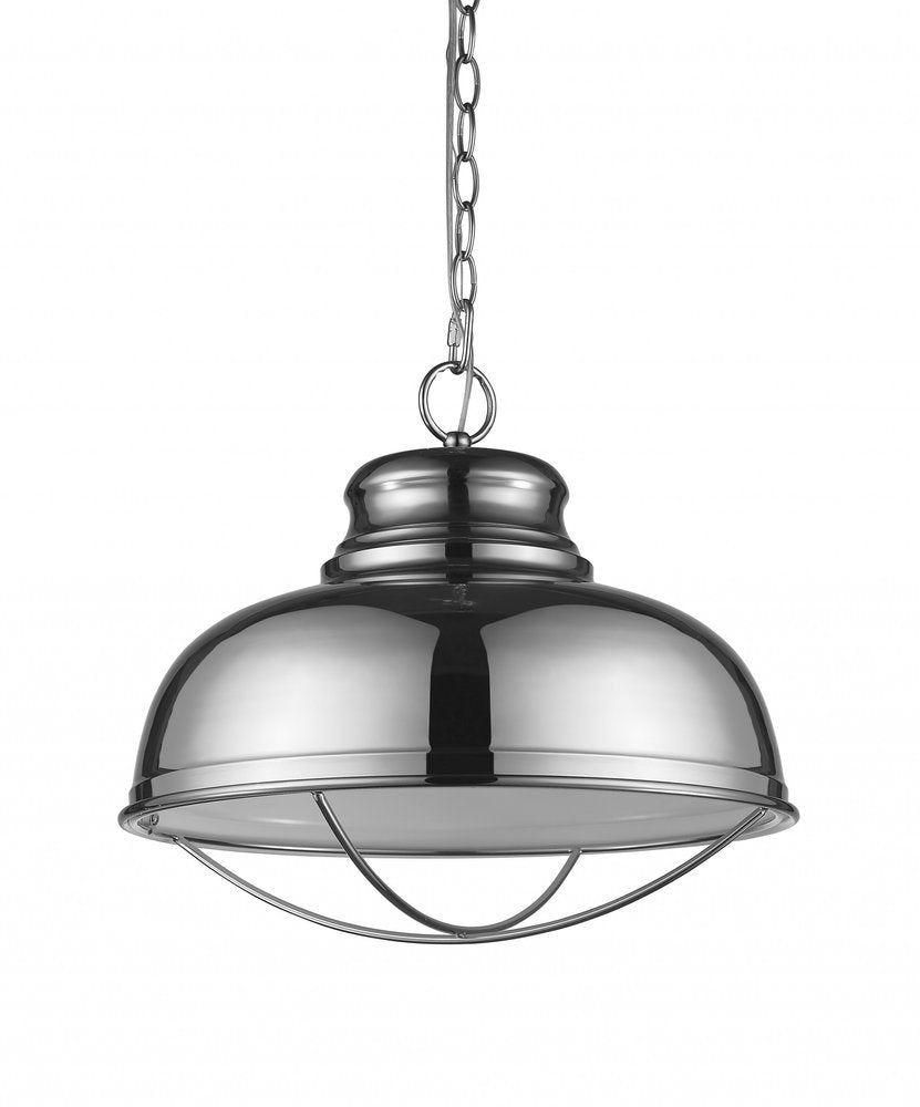Ansen 1-Light Polished Nickel Pendant With Gloss White Interior Shade HomeRoots