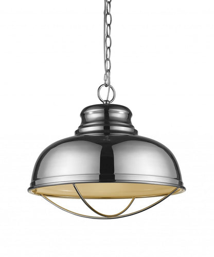 Ansen 1-Light Polished Nickel Pendant With Gloss White Interior Shade HomeRoots