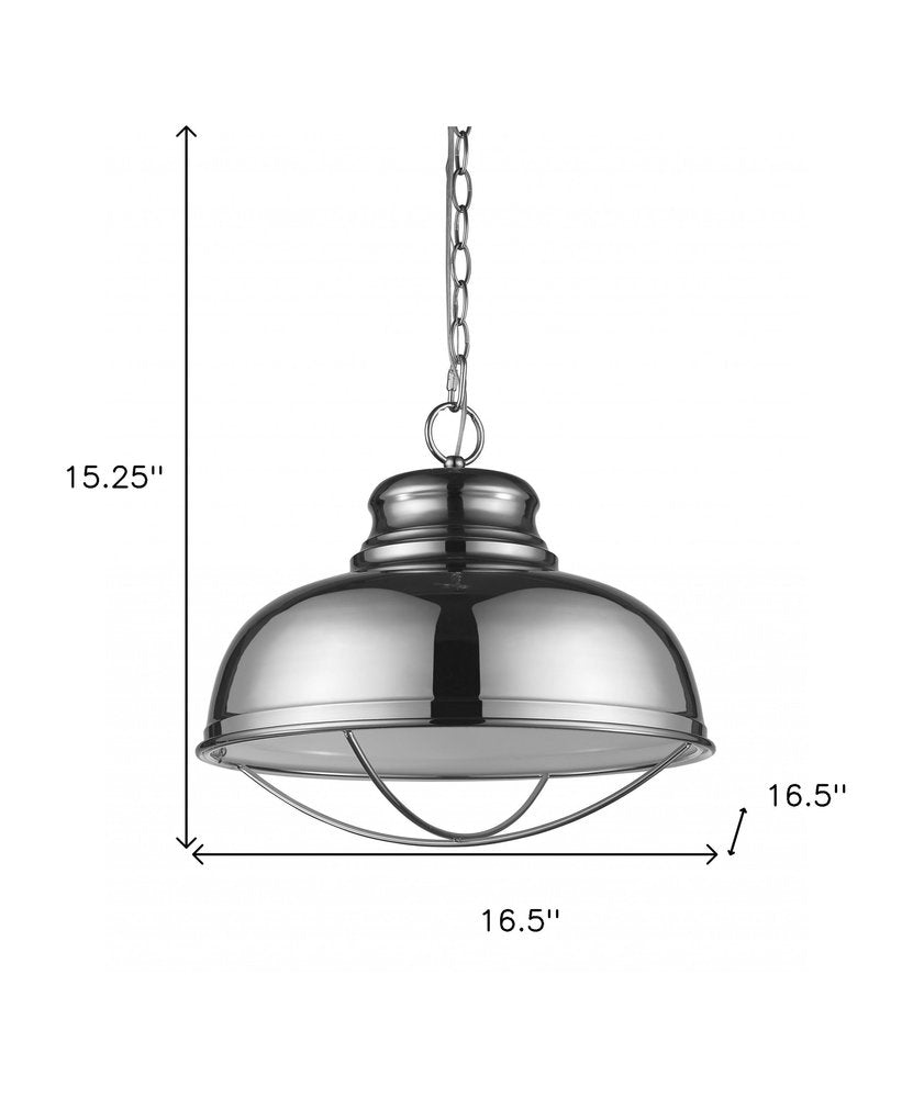 Ansen 1-Light Polished Nickel Pendant With Gloss White Interior Shade HomeRoots
