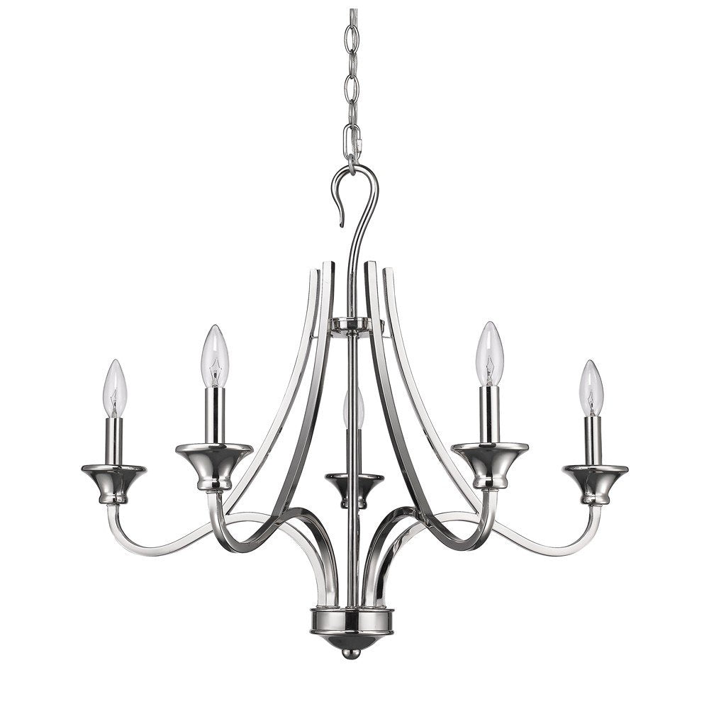 Nickel Candle Style Five Light Metal Dimmable Chandelier HomeRoots