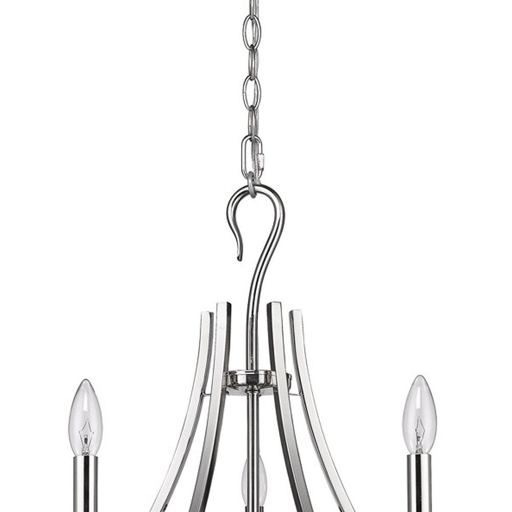 Nickel Candle Style Five Light Metal Dimmable Chandelier HomeRoots