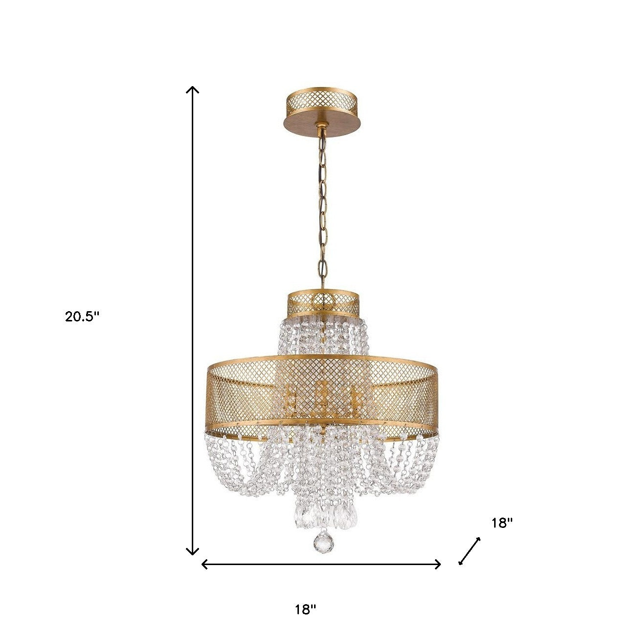 Viola 4-Light Antique Gold Crystal Chandelier