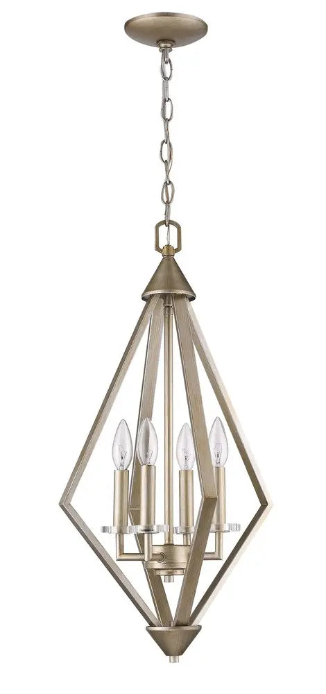 Easton 4-Light Washed Gold Pendant With Crystal Bobeches HomeRoots