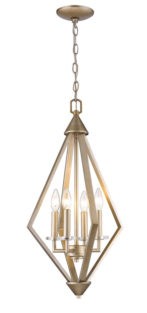 Easton 4-Light Washed Gold Pendant With Crystal Bobeches HomeRoots