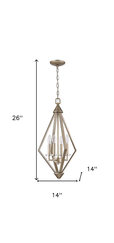 Easton 4-Light Washed Gold Pendant With Crystal Bobeches HomeRoots