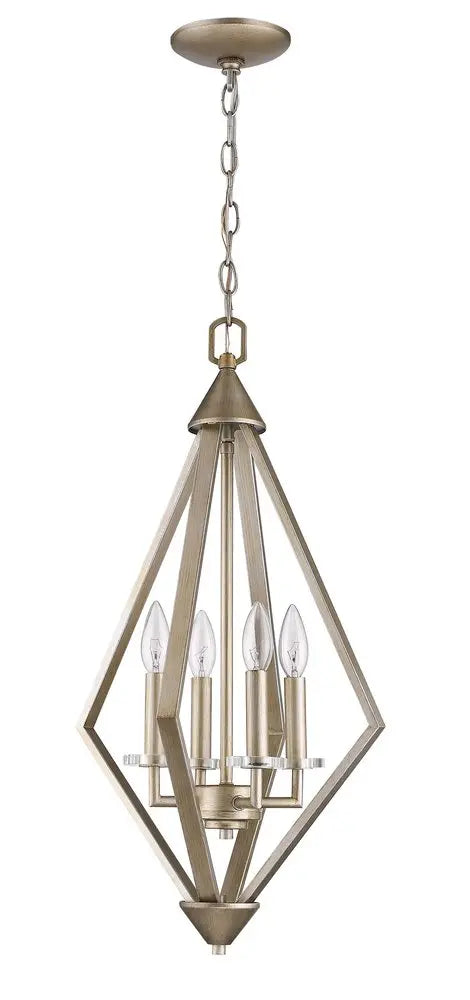 Easton 4-Light Washed Gold Pendant With Crystal Bobeches HomeRoots