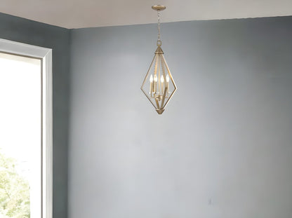 Easton 4-Light Washed Gold Pendant With Crystal Bobeches HomeRoots