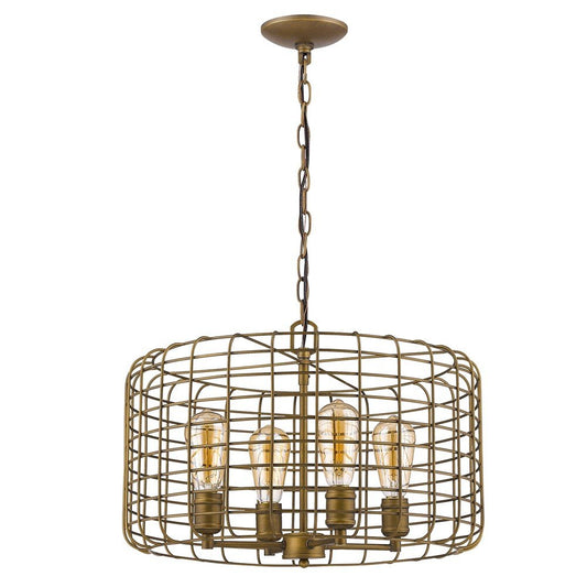 Gold Metal Four Light Dimmable Ceiling Light With Gold Shades HomeRoots