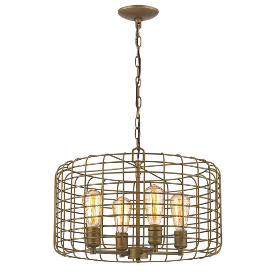 Gold Metal Four Light Dimmable Ceiling Light With Gold Shades HomeRoots
