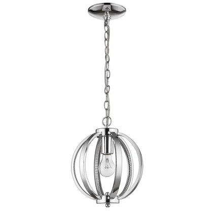 Nevaeh 1-Light Chrome Globe Pendant With Crystal Accents HomeRoots