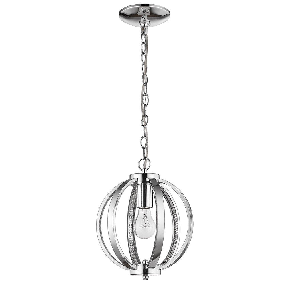 Nevaeh 1-Light Chrome Globe Pendant With Crystal Accents — view 1