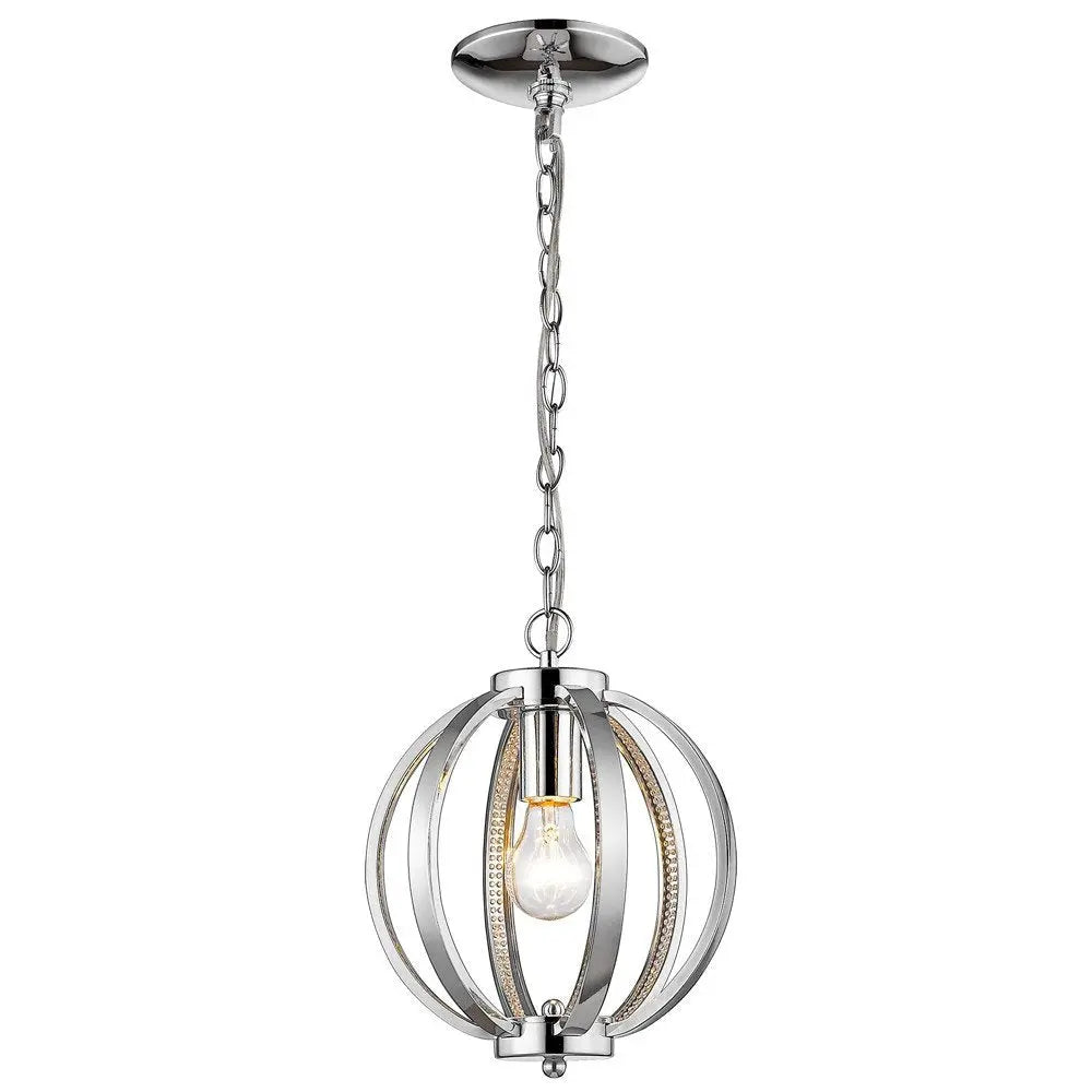 Nevaeh 1-Light Chrome Globe Pendant With Crystal Accents HomeRoots