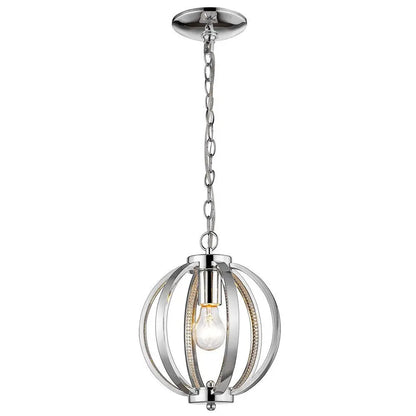 Nevaeh 1-Light Chrome Globe Pendant With Crystal Accents HomeRoots