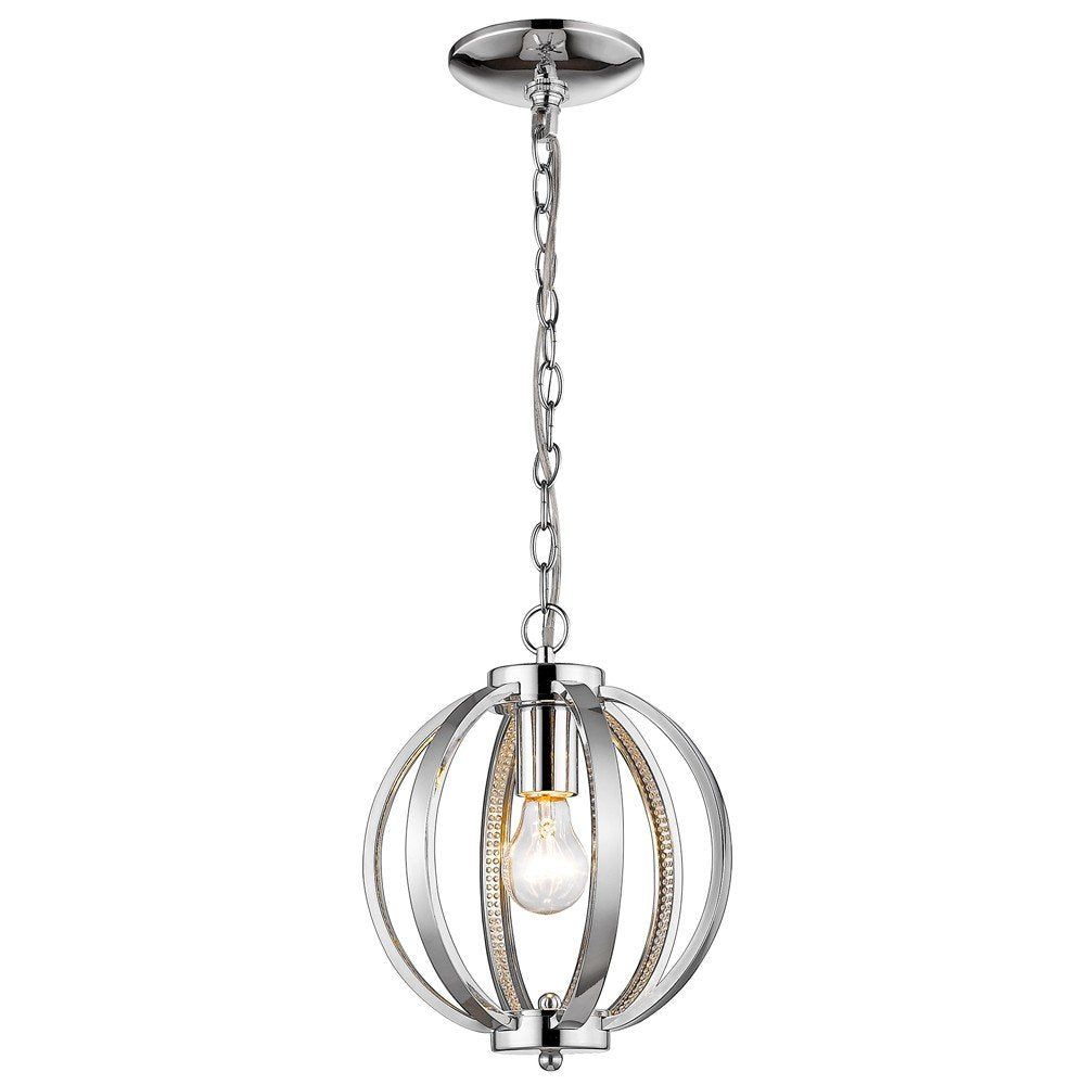Nevaeh 1-Light Chrome Globe Pendant With Crystal Accents — view 2