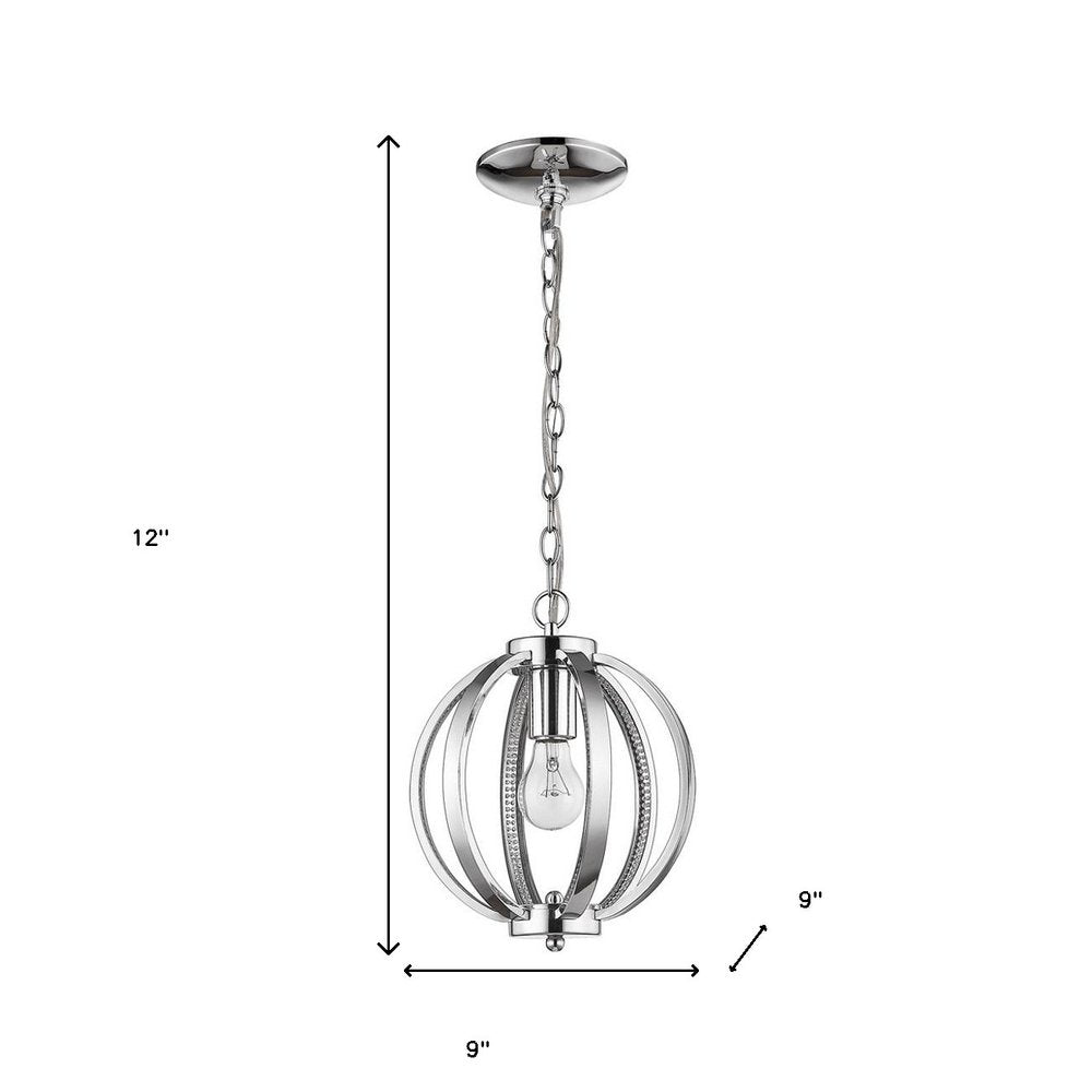 Nevaeh 1-Light Chrome Globe Pendant With Crystal Accents HomeRoots