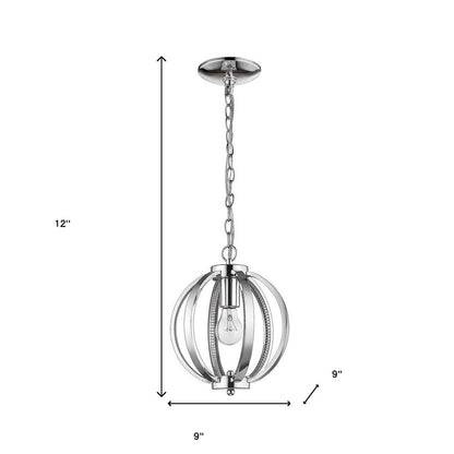 Nevaeh 1-Light Chrome Globe Pendant With Crystal Accents HomeRoots