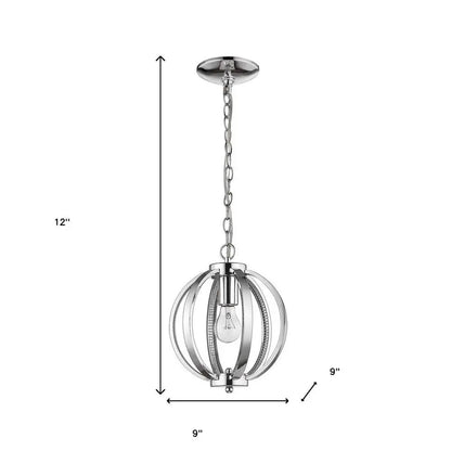 Nevaeh 1-Light Chrome Globe Pendant With Crystal Accents HomeRoots